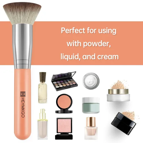Vista 4 de HEYMKGO - Brocha para base de maquillaje líquido, brochas de maquillaje sintético profesional para mezclar polvo líquido o crema, herramientas
