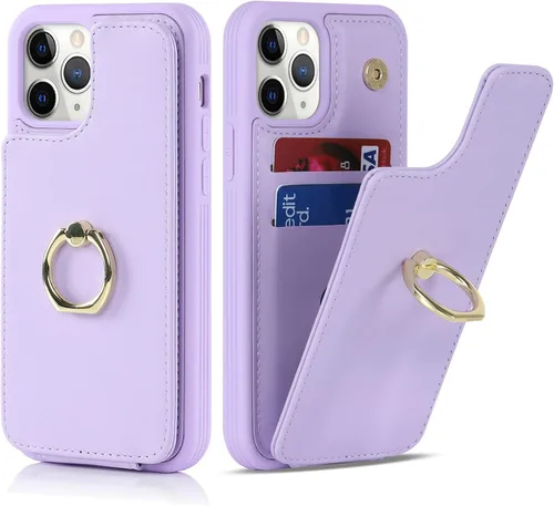 Vista 87 de Lipvina Funda para iPhone X/XS con tarjetero, tarjetero de crédito, soporte de anillo, funda tipo cartera a prueba de golpes para mujeres y hombres