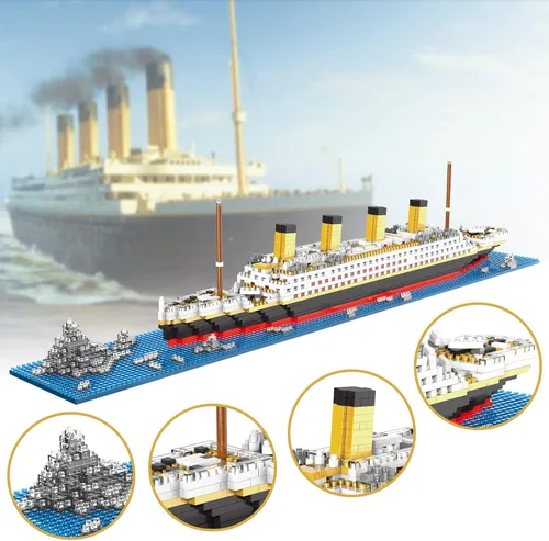 Vista 2 de KLMEi Titanic Architecture Set Micro Building Blocks Model Kit para adultos, edad de 14+ 1872 piezas