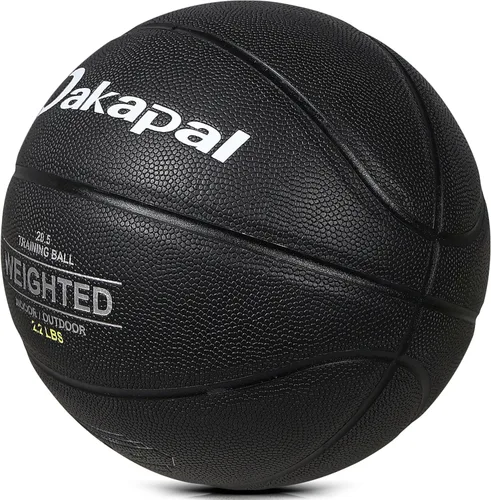 Vista 2 de Dakapal Weighted Heavy Training Basketball, Size 6/7 Black 2.2LBS/3LBS/3.3 LBS Weight PU Durable for Trainer and Dribbling Passing, Indoor and