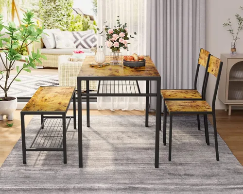 Vista 58 de Gizoon Juego de mesa de comedor para 2, mesa de cocina de 3 piezas con 2 sillas para espacios pequeños, apartamento, cocina, comedor, ahorro