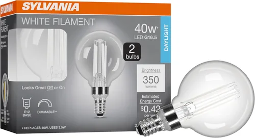 Vista 20 de Sylvania T14 - Bombilla LED transparente de filamento blanco, 3.5 W, regulable, 300 LMS, base media, 2700 K, blanco suave, 1 paquete (42266)