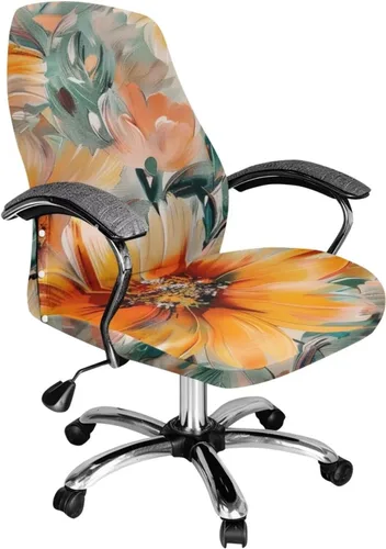 Vista 10 de Green Leaf - Fundas para sillas de oficina en casa, fundas elásticas para sillas de escritorio de computadora, respaldo alto, universales, fundas