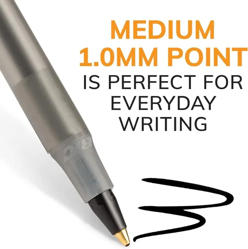 Vista 4 de BIC Round Stic Xtra Life Black Ballpoint Pens, Medium Point (1.0mm), 36-Count Pack of Bulk Pens, Flexible Round Barrel for Writing Comfort, No. 1