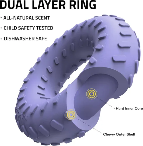 Vista 2 de Playology Juguetes para Perros Anillo de Doble Capa Juguete de Masticar Duradero para Masticadores Agresivos Pequeño Juguete Perfumado