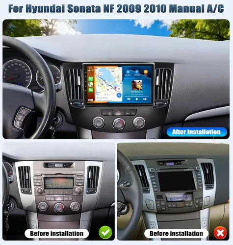 Vista 2 de SIXTOP 2G+64G Android Car Stereo Radio para Hyundai Sonata NF 2009 2010 Wireless CarPlay Android Auto, 9 pulgadas HDTouchscreen Navegación