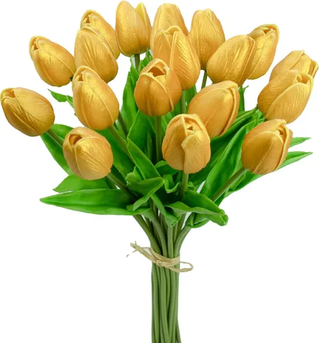 Vista 61 de Mandy's - 20 flores blancas artificiales de seda de tulipán artificial de 13.5 pulgadas para Año Nuevo, primavera, Día de la Madre, Pascua, Día