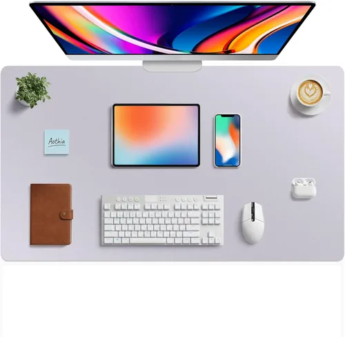 Vista 217 de Aothia - Protector de escritorio de cuero sintético, base para mouse y cubierta antideslizante, superficie impermeable para laptop y escritura