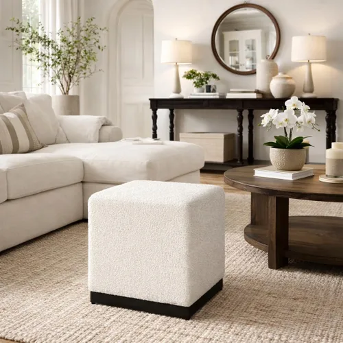 Vista 3 de HomePop Otomana Clásica Cuadrada de Almacenamiento con Tapa Desmontable Otomana con Almacenamiento para Sala de Estar y Dormitorio, Patrón de Negro